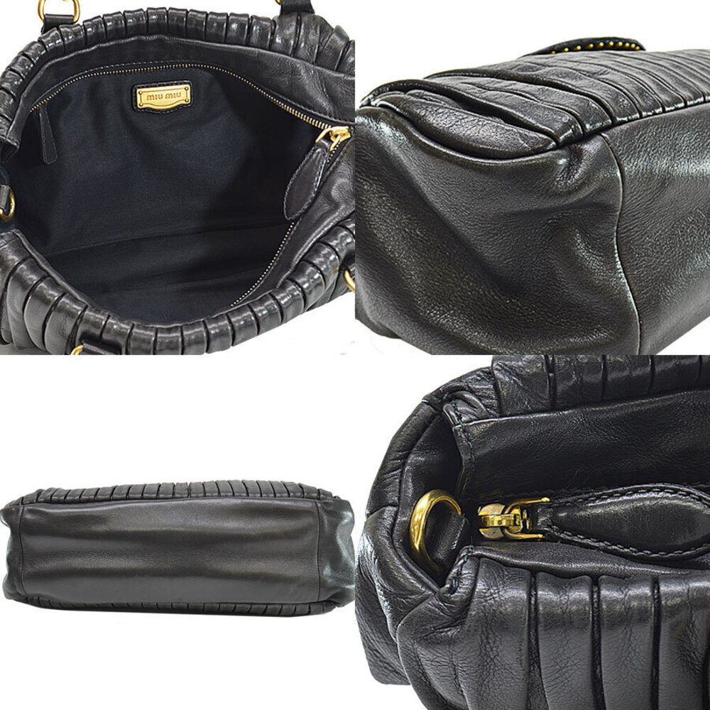 Miu Miu Shoulder Leather 2way Black Bag Alloy - Picture 5 of 5